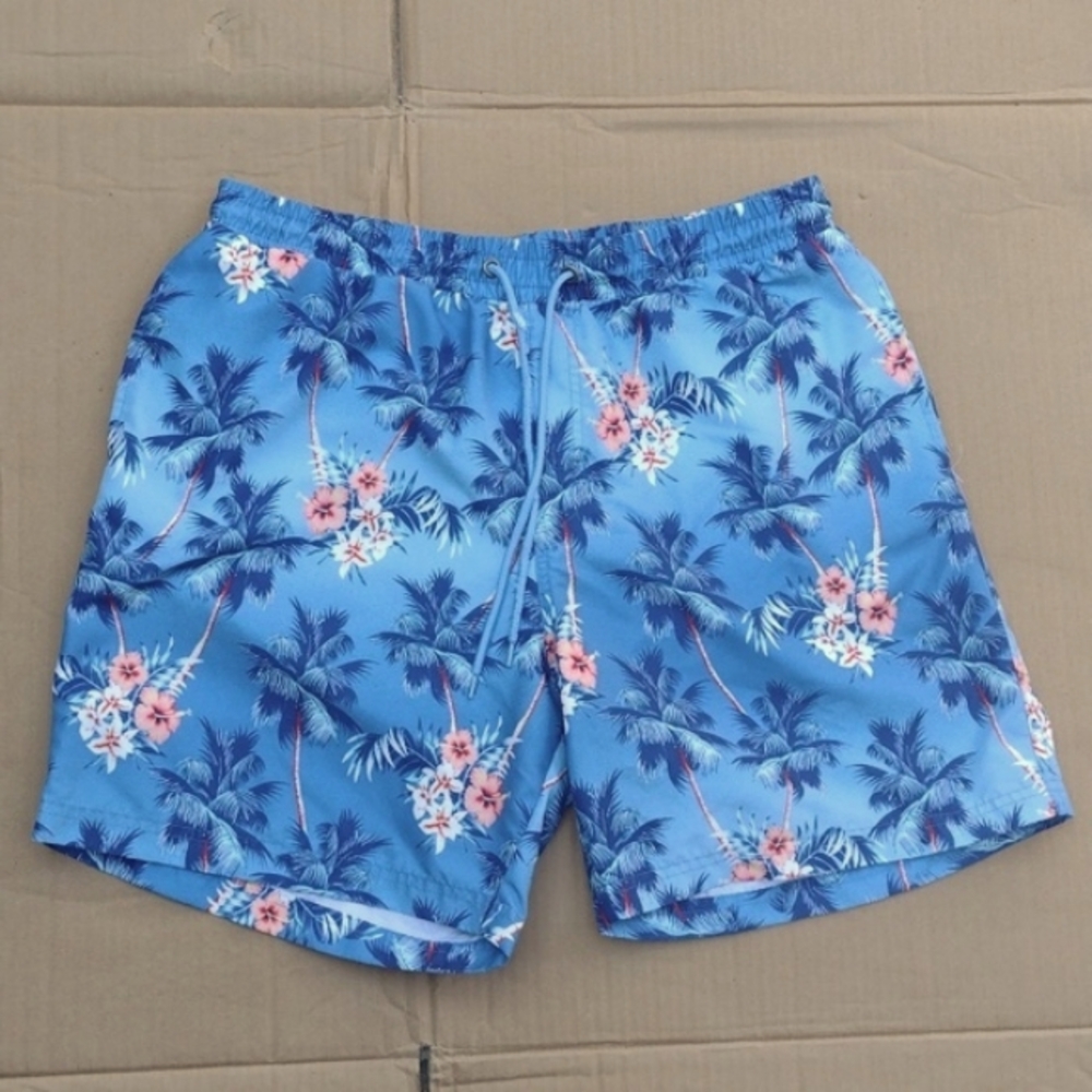 Worn Club Room Blue Tropical Men's Swim Shorts Large